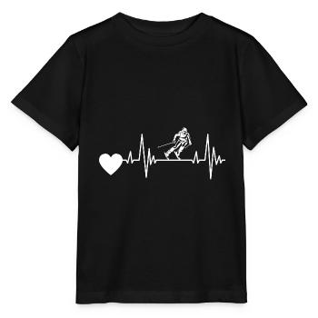 Ski Herzschlag Skier EKG Skifahren Puls Skifahrer - Stanley/Stella Kinder T-Shirt MINI CREATOR  - Schwarz - Vorne - Mikhail (115cm)
