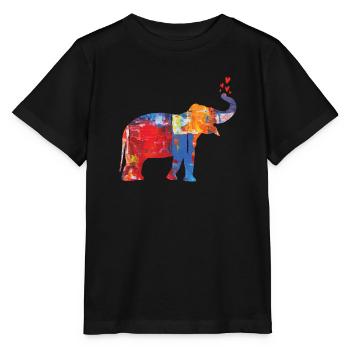 Elephant Art as Canvas Painting - Stanley/Stella MINI CREATOR Kids’ T-Shirt - black - Front - Mikhail (115cm)