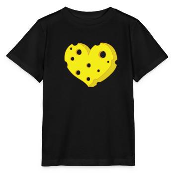 Morceaux de fromage en forme de coeur - T-shirt bio MINI CREATOR Stanley/Stella Enfant - noir - Devant - Mikhail (115cm)