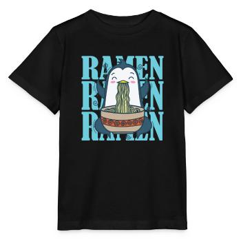 Pinguin mit Ramen Nudeln Antarktis Vogel - Stanley/Stella Kinder T-Shirt MINI CREATOR  - Schwarz - Vorne - Mikhail (115cm)