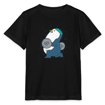Pingouin fait du fitness avec des poids d’oiseau - T-shirt bio MINI CREATOR Stanley/Stella Enfant - noir - Devant - Mikhail (115cm)