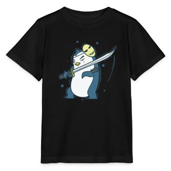Pingouin avec masque et épée Antarctique - T-shirt bio MINI CREATOR Stanley/Stella Enfant - noir - Devant - Mikhail (115cm)