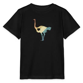 Animal oiseau d’autruche dans la savane - T-shirt bio MINI CREATOR Stanley/Stella Enfant - noir - Devant - Mikhail (115cm)