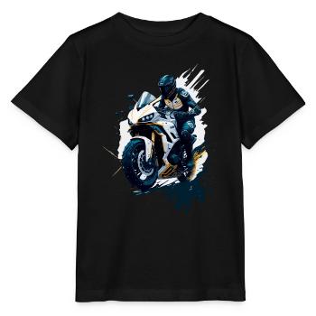Sportmotorrad-Illustration - Stanley/Stella Kinder T-Shirt MINI CREATOR  - Schwarz - Vorne - Mikhail (115cm)