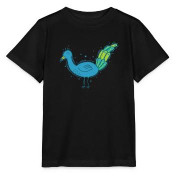 Peacock Animal Colorful Bird Feathers - Stanley/Stella MINI CREATOR Kids’ T-Shirt - black - Front - Mikhail (115cm)