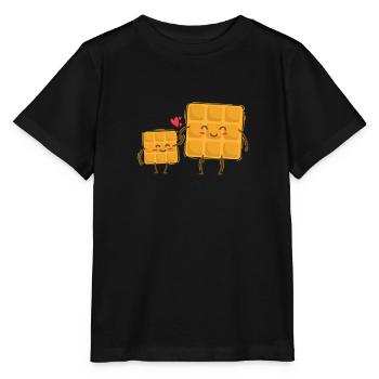 Waffel Mama mit Waffel Kind Teig Gebäck - Stanley/Stella Kinder T-Shirt MINI CREATOR  - Schwarz - Vorne - Mikhail (115cm)
