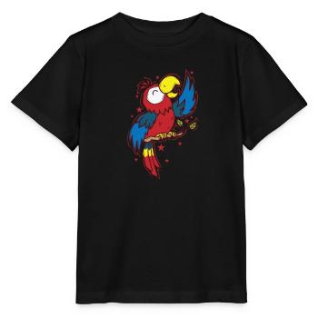 Perroquet, Chant, Animal, Oiseau - T-shirt bio MINI CREATOR Stanley/Stella Enfant - noir - Devant - Mikhail (115cm)