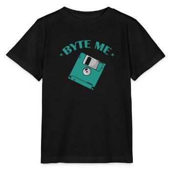 Byte me Disquette Module de mémoire rétro de disquette - T-shirt bio MINI CREATOR Stanley/Stella Enfant - noir - Devant - Mikhail (115cm)