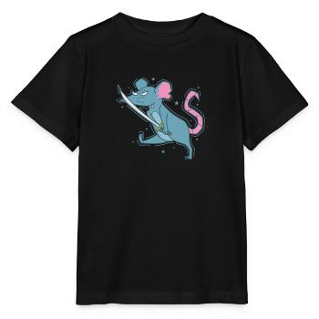 Rat with Sword, Rodent, Nature - Stanley/Stella MINI CREATOR Kids’ T-Shirt - black - Front - Mikhail (115cm)