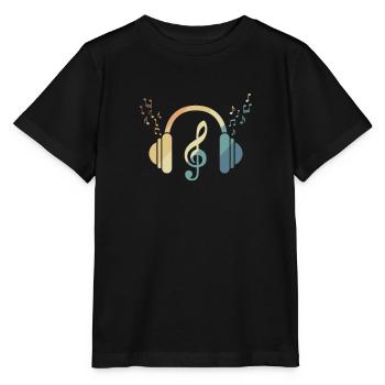 Kopfhörer Notenschlüssel Musik Musikton - Stanley/Stella Kinder T-Shirt MINI CREATOR  - Schwarz - Vorne - Mikhail (115cm)