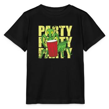 Party Gottesanbeterin mit Drink - Stanley/Stella Kinder T-Shirt MINI CREATOR  - Schwarz - Vorne - Mikhail (115cm)