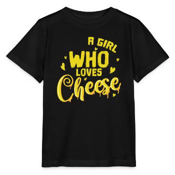 Käse A Girl Who Loves Cheese - Stanley/Stella MINI CREATOR Kids’ T-Shirt - black - Front - Mikhail (115cm)