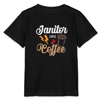 Janitor loves Coffee Caretaker - Stanley/Stella MINI CREATOR Kids’ T-Shirt - black - Front - Mikhail (115cm)