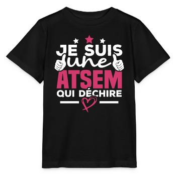 Je suis une ATSEM qui déchire - T-shirt bio MINI CREATOR Stanley/Stella Enfant - noir - Devant - Mikhail (115cm)