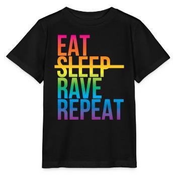 Rave - Eat sleep repeat3 - Stanley/Stella Kinder T-Shirt MINI CREATOR  - Schwarz - Vorne - Mikhail (115cm)