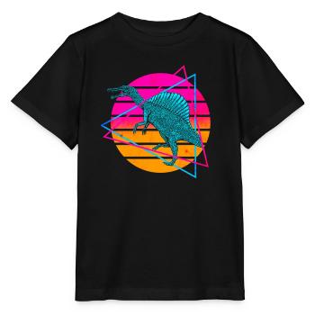 Vaporwave Spinosaurus Dinosaurier - Stanley/Stella Kinder T-Shirt MINI CREATOR  - Schwarz - Vorne - Mikhail (115cm)