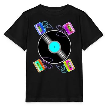 Vintage-Begegnungen zwischen Vinyl und Kassetten - Stanley/Stella Kinder T-Shirt MINI CREATOR  - Schwarz - Vorne - Mikhail (115cm)