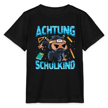 Einschulung Achtung Schulkind Geschenk Ninja - Stanley/Stella Kinder T-Shirt MINI CREATOR  - Schwarz - Vorne - Mikhail (115cm)
