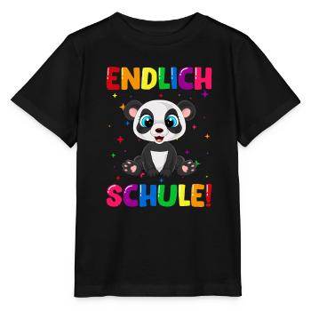 Endlich Schule Panda 1. Klasse - Stanley/Stella Kinder T-Shirt MINI CREATOR  - Schwarz - Vorne - Mikhail (115cm)