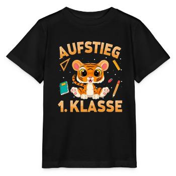 Aufstieg 1. Klasse Tiger - Stanley/Stella Kinder T-Shirt MINI CREATOR  - Schwarz - Vorne - Mikhail (115cm)