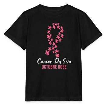 Cancer du Sein octobre rose - T-shirt bio MINI CREATOR Stanley/Stella Enfant - noir - Devant - Mikhail (115cm)