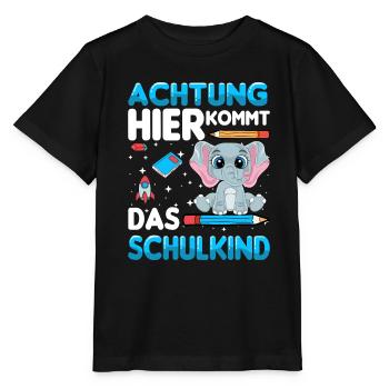 Achtung hier kommt das Schulkind - Stanley/Stella Kinder T-Shirt MINI CREATOR  - Schwarz - Vorne - Mikhail (115cm)