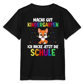 Schulkind Einschulung Fuchs Schulstart Schule - Stanley/Stella Kinder T-Shirt MINI CREATOR  - Schwarz - Vorne - Mikhail (115cm)