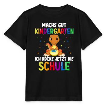 Schulkind Einschulung Dino Schulstart Schule - Stanley/Stella Kinder T-Shirt MINI CREATOR  - Schwarz - Vorne - Mikhail (115cm)