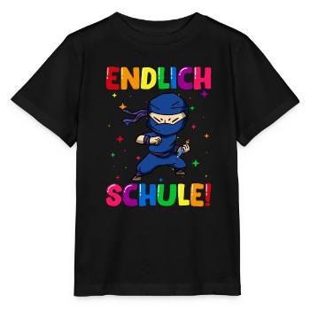 Endlich Schule Ninja Einschulung Schulkind - Stanley/Stella Kinder T-Shirt MINI CREATOR  - Schwarz - Vorne - Mikhail (115cm)