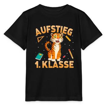 Aufstieg 1. Klasse Tiger - Stanley/Stella Kinder T-Shirt MINI CREATOR  - Schwarz - Vorne - Mikhail (115cm)