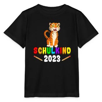 Schulkind 2023 Tiger - Stanley/Stella Kinder T-Shirt MINI CREATOR  - Schwarz - Vorne - Mikhail (115cm)