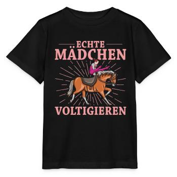 Voltigieren Volti Voltigier Pferde Pferdemädchen - Stanley/Stella Kinder T-Shirt MINI CREATOR  - Schwarz - Vorne - Mikhail (115cm)