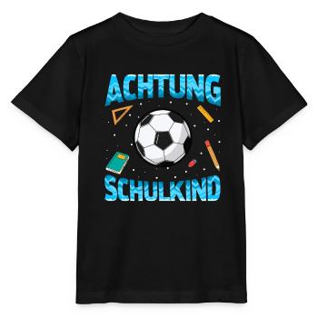 Achtung Schulkind Fußball - Stanley/Stella Kinder T-Shirt MINI CREATOR  - Schwarz - Vorne - Mikhail (115cm)