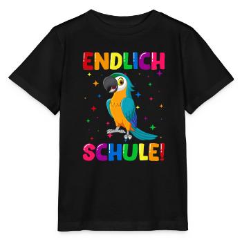 Endlich Schule Papagei 1. Klasse - Stanley/Stella Kinder T-Shirt MINI CREATOR  - Schwarz - Vorne - Mikhail (115cm)
