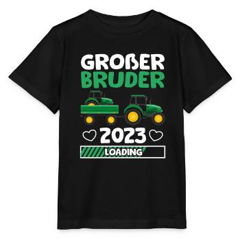 Großer Bruder 2023 Traktor Schwangerschaft - Stanley/Stella Kinder T-Shirt MINI CREATOR  - Schwarz - Vorne - Mikhail (115cm)