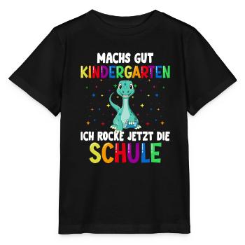 Schulkind Einschulung Dino Schulstart Schule - Stanley/Stella Kinder T-Shirt MINI CREATOR  - Schwarz - Vorne - Mikhail (115cm)