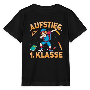Aufstieg 1. Klasse Fußball Schulkind Schulstart - Stanley/Stella Kinder T-Shirt MINI CREATOR  - Schwarz - Vorne - Mikhail (115cm)