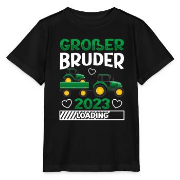 Großer Bruder 2023 Traktor Schwangerschaft - Stanley/Stella Kinder T-Shirt MINI CREATOR  - Schwarz - Vorne - Mikhail (115cm)