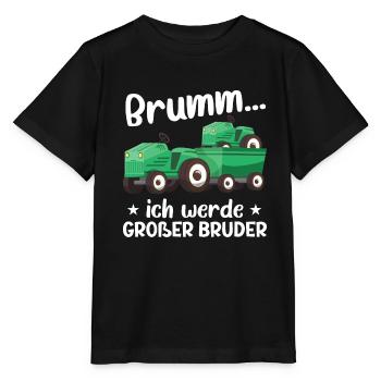 Großer Bruder 2023 Traktor Schwangerschaft - Stanley/Stella Kinder T-Shirt MINI CREATOR  - Schwarz - Vorne - Mikhail (115cm)