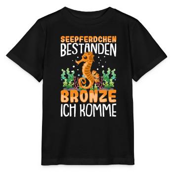 Seepferdchen bestanden - Stanley/Stella Kinder T-Shirt MINI CREATOR  - Schwarz - Vorne - Mikhail (115cm)