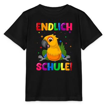 Endlich Schule Papagei 1. Klasse - Stanley/Stella Kinder T-Shirt MINI CREATOR  - Schwarz - Vorne - Mikhail (115cm)
