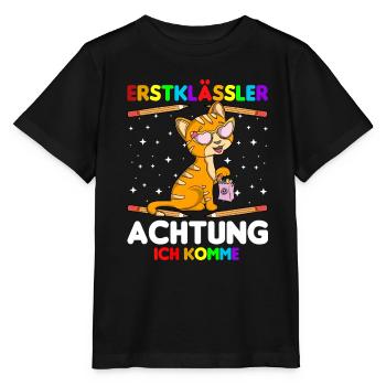 Erstklässler Achtung ich komme - Stanley/Stella Kinder T-Shirt MINI CREATOR  - Schwarz - Vorne - Mikhail (115cm)