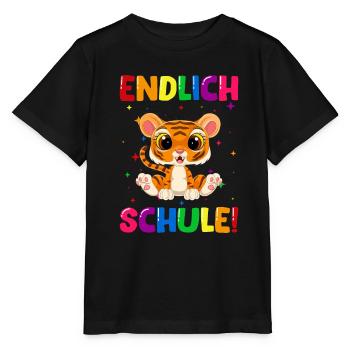 Endlich Schule Tiger 1. Klasse - Stanley/Stella Kinder T-Shirt MINI CREATOR  - Schwarz - Vorne - Mikhail (115cm)