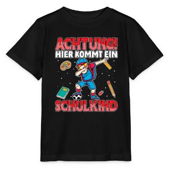 Achtung hier kommt ein Schulkind Fußball - Stanley/Stella Kinder T-Shirt MINI CREATOR  - Schwarz - Vorne - Mikhail (115cm)