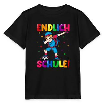 Endlich Schule Fußball Einschulung Schulkind - Stanley/Stella Kinder T-Shirt MINI CREATOR  - Schwarz - Vorne - Mikhail (115cm)