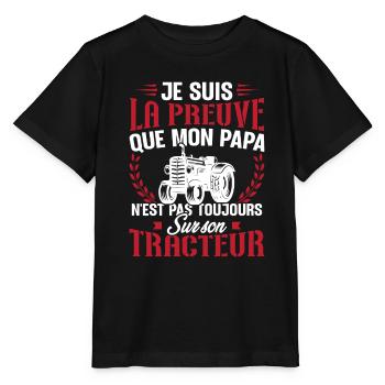 Je suis la preuve que mon papa tracteur - T-shirt bio MINI CREATOR Stanley/Stella Enfant - noir - Devant - Mikhail (115cm)