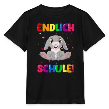 Endlich Schule Hase Einschulung Schulkind - Stanley/Stella Kinder T-Shirt MINI CREATOR  - Schwarz - Vorne - Mikhail (115cm)