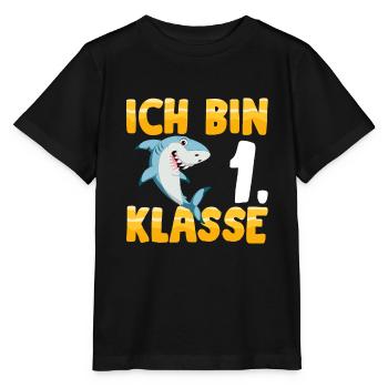 Ich bin 1. Klasse Einschulung Hai - Stanley/Stella Kinder T-Shirt MINI CREATOR  - Schwarz - Vorne - Mikhail (115cm)