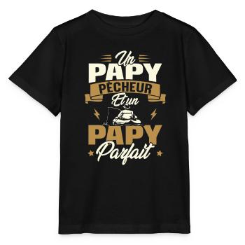 Un papy pêcheur est un papy parfait - T-shirt bio MINI CREATOR Stanley/Stella Enfant - noir - Devant - Mikhail (115cm)