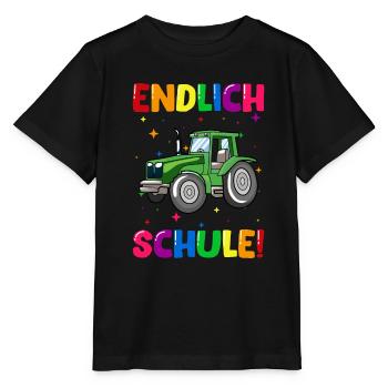 Endlich Schule Traktor 1. Klasse - Stanley/Stella Kinder T-Shirt MINI CREATOR  - Schwarz - Vorne - Mikhail (115cm)